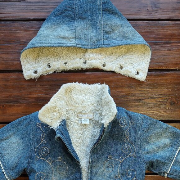 Orchestra 'Penny Lane' Denim Coat w/ Hood Embroidered Full Zip Toddler Girl 2T - Picture 6 of 11